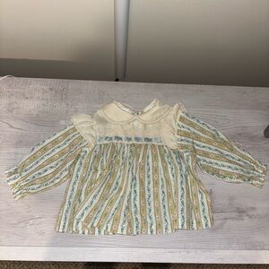VINTAGE 1970s Toddler Girl Peter Pan Collar Floral Bouse Size 18 months